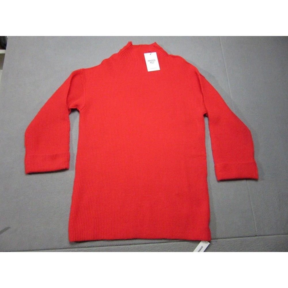 Princess Polly Sweater Dress Womens S/M Red Weslie Long Sleeve Mini Mock Neck